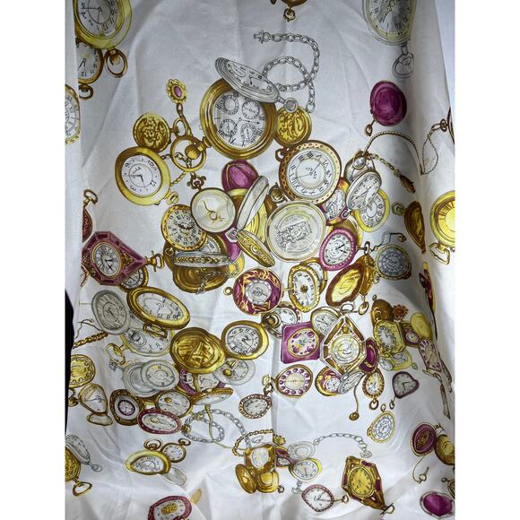 Vintage scarf with watch design for Lawrence Bentley made it Italy - Picture 1 of 4